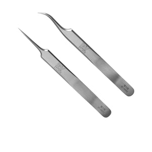 Heavy-duty Precision Tweezer set showcasing two stainless steel tweezers for precise clamping and durability.